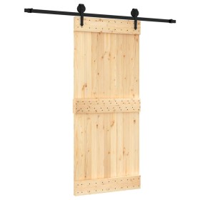 vidaXL Schiebetür mit Beschlag 90x210 cm Massivholz Kiefer