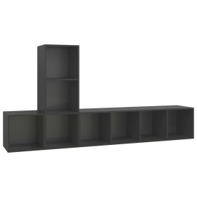 vidaXL 3-tlg. TV-Schrank-Set Grau Holzwerkstoff
