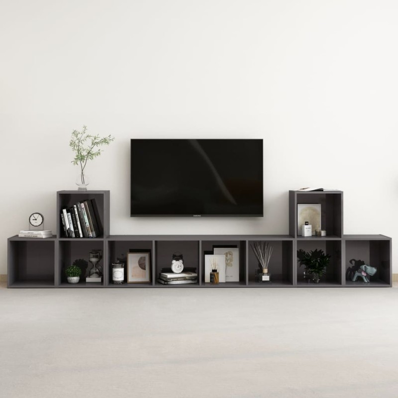 vidaXL 5-tlg. TV-Schrank-Set Hochglanz-Grau Holzwerkstoff vidaXL 5-tlg. TV-Schrank-Set Hochglanz-Grau Holzwerkstoff