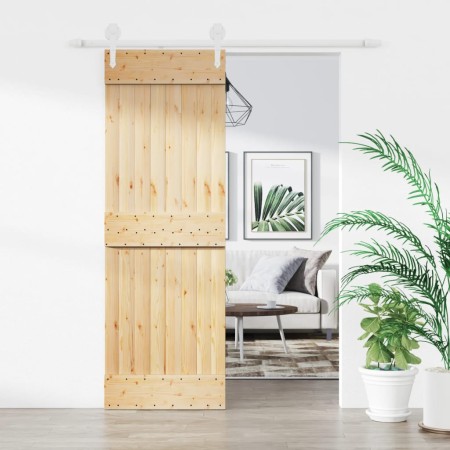 vidaXL Schiebetür mit Beschlag 70x210 cm Massivholz Kiefer