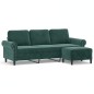 vidaXL 3-Sitzer-Sofa mit Hocker Dunkelgrün 180 cm Samt vidaXL 3-Sitzer-Sofa mit Hocker Dunkelgrün 180 cm Samt
