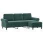 vidaXL 3-Sitzer-Sofa mit Hocker Dunkelgrün 180 cm Samt vidaXL 3-Sitzer-Sofa mit Hocker Dunkelgrün 180 cm Samt