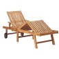 Sonnenliege mit Auflage Beige Massivholz Teak Sonnenliege mit Auflage Beige Massivholz Teak