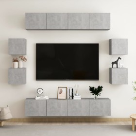 vidaXL 8-tlg. TV-Schrank-Set Betongrau Holzwerkstoff