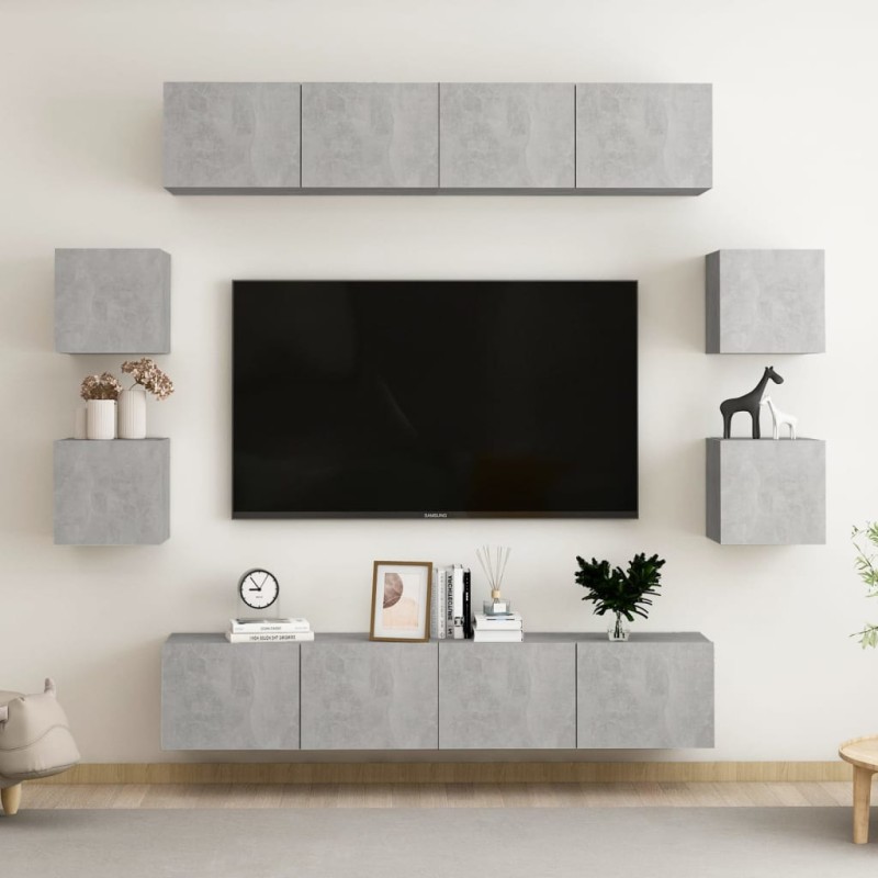 vidaXL 8-tlg. TV-Schrank-Set Betongrau Holzwerkstoff vidaXL 8-tlg. TV-Schrank-Set Betongrau Holzwerkstoff