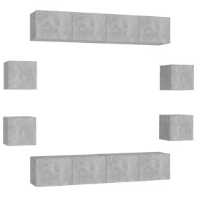 vidaXL 8-tlg. TV-Schrank-Set Betongrau Holzwerkstoff