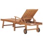 Sonnenliege mit Auflage Beige Massivholz Teak Sonnenliege mit Auflage Beige Massivholz Teak