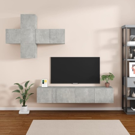 vidaXL 7-tlg. TV-Schrank-Set Betongrau Holzwerkstoff