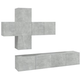 vidaXL 7-tlg. TV-Schrank-Set Betongrau Holzwerkstoff