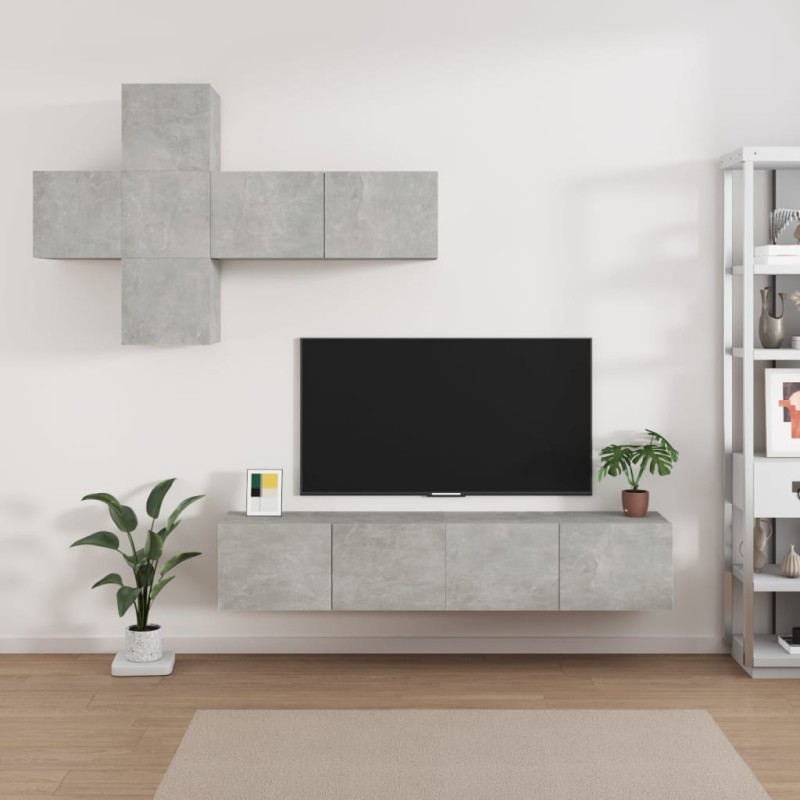 vidaXL 7-tlg. TV-Schrank-Set Betongrau Holzwerkstoff vidaXL 7-tlg. TV-Schrank-Set Betongrau Holzwerkstoff