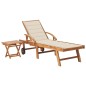 Sonnenliege mit Tisch und Auflage Massivholz Teak Sonnenliege mit Tisch und Auflage Massivholz Teak