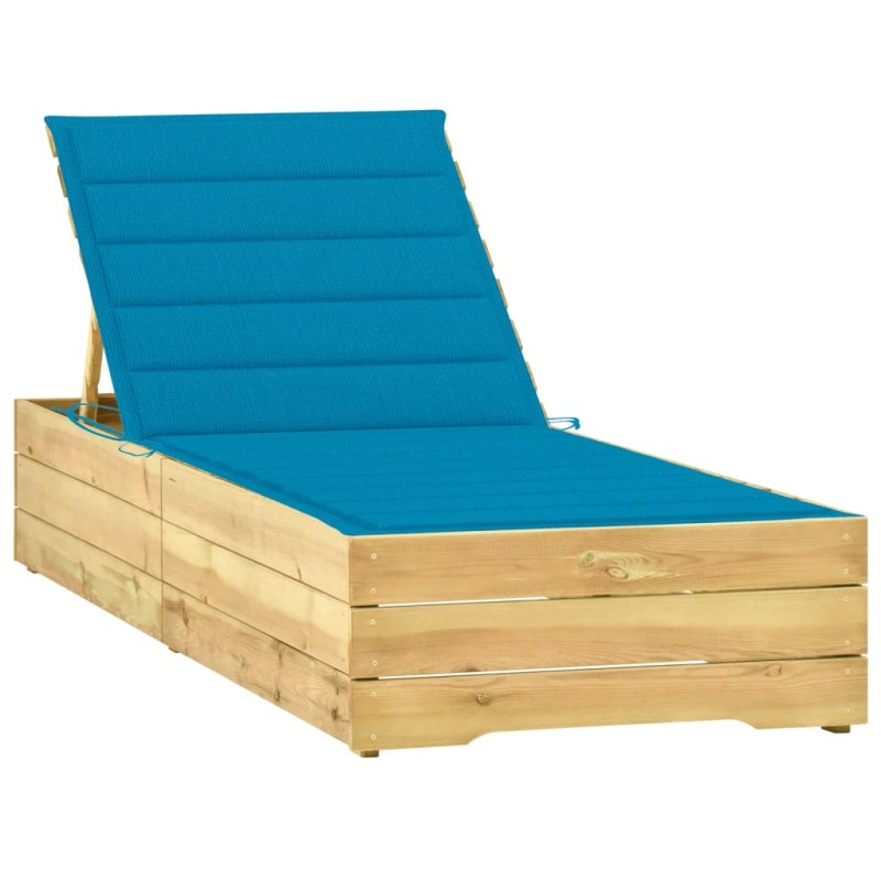 vidaXL Sonnenliege mit Blauer Auflage Imprägniertes Kiefernholz vidaXL Sonnenliege mit Blauer Auflage Imprägniertes Kiefernholz