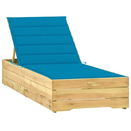 vidaXL Sonnenliege mit Blauer Auflage Imprägniertes Kiefernholz