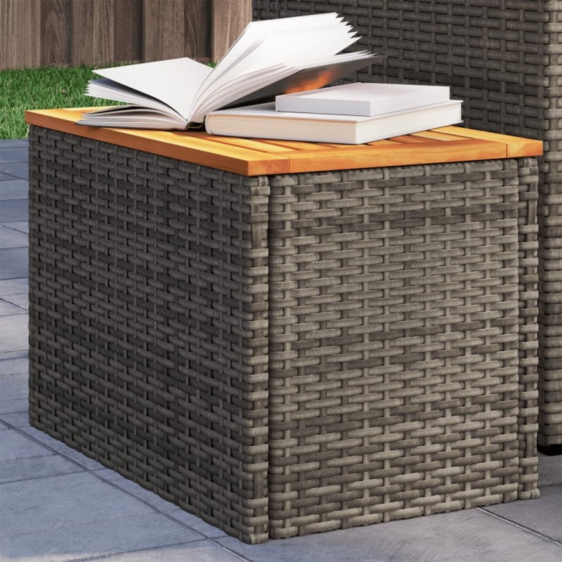 vidaXL Garten-Beistelltische 2 Stk. Grau 55x34x37cm Poly Rattan Holz vidaXL Garten-Beistelltische 2 Stk. Grau 55x34x37cm Poly Rattan Holz