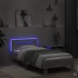 vidaXL Bettgestell mit Kopfteil und LED-Leuchten Betongrau 90x200 cm vidaXL Bettgestell mit Kopfteil und LED-Leuchten Betongrau 90x200 cm