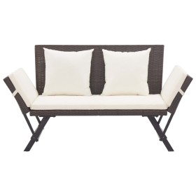 vidaXL Gartenbank mit Kissen Braun 176 cm Poly Rattan