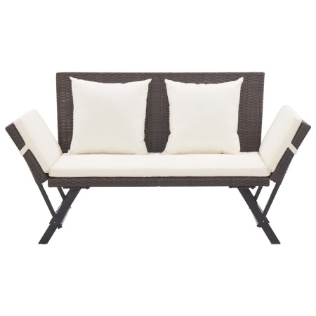 vidaXL Gartenbank mit Kissen Braun 176 cm Poly Rattan