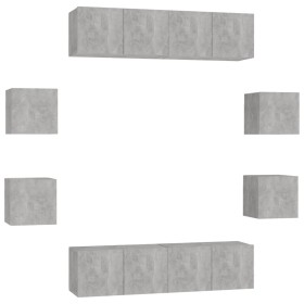vidaXL 8-tlg. TV-Schrank-Set Betongrau Holzwerkstoff