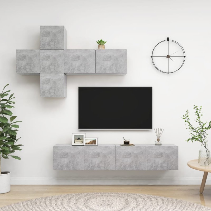 vidaXL 7-tlg. TV-Schrank-Set Betongrau Holzwerkstoff vidaXL 7-tlg. TV-Schrank-Set Betongrau Holzwerkstoff