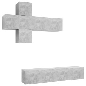 vidaXL 7-tlg. TV-Schrank-Set Betongrau Holzwerkstoff