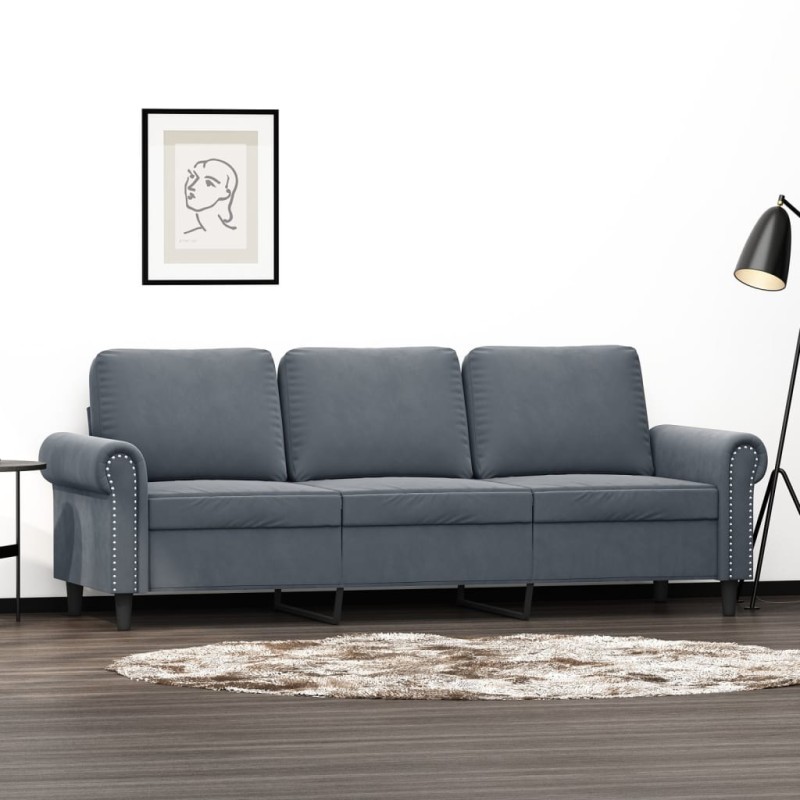 vidaXL 3-Sitzer-Sofa Dunkelgrau 180 cm Samt vidaXL 3-Sitzer-Sofa Dunkelgrau 180 cm Samt