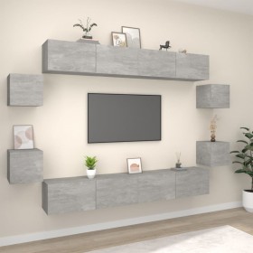 vidaXL 8-tlg. TV-Schrank-Set Betongrau Holzwerkstoff