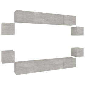 vidaXL 8-tlg. TV-Schrank-Set Betongrau Holzwerkstoff