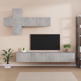 vidaXL 7-tlg. TV-Schrank-Set Betongrau Holzwerkstoff