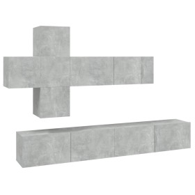 vidaXL 7-tlg. TV-Schrank-Set Betongrau Holzwerkstoff