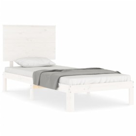 vidaXL Massivholzbett mit Kopfteil Weiß 100x200 cm