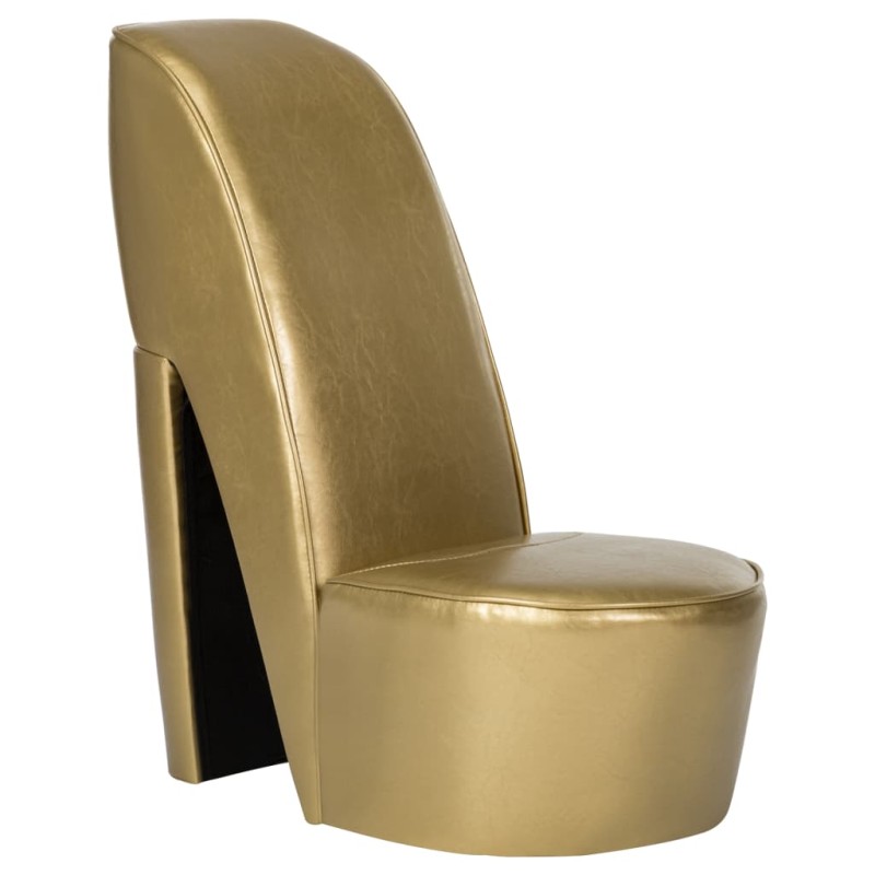 vidaXL Stuhl in Stöckelschuh-Form Golden Kunstleder vidaXL Stuhl in Stöckelschuh-Form Golden Kunstleder