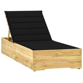 vidaXL Sonnenliege mit Schwarzer Auflage Imprägniertes Kiefernholz
