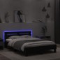 vidaXL Bettgestell mit Kopfteil LED-Beleuchtung Schwarz 120x200 cm