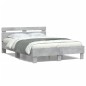 vidaXL Bettgestell mit Kopfteil LED-Beleuchtung Betongrau 120x200 cm vidaXL Bettgestell mit Kopfteil LED-Beleuchtung Betongrau 120x200 cm