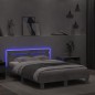 vidaXL Bettgestell mit Kopfteil LED-Beleuchtung Betongrau 120x200 cm vidaXL Bettgestell mit Kopfteil LED-Beleuchtung Betongrau 120x200 cm