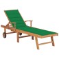 vidaXL Sonnenliege mit Auflage Grün Massivholz Teak vidaXL Sonnenliege mit Auflage Grün Massivholz Teak