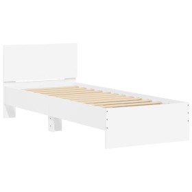 vidaXL Bettgestell mit Kopfteil Weiß 90x200 cm Holzwerkstoff