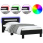 vidaXL Bettgestell mit Kopfteil und LED-Leuchten Schwarz 90x200 cm vidaXL Bettgestell mit Kopfteil und LED-Leuchten Schwarz 90x200 cm