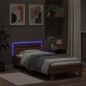 vidaXL Bettgestell mit Kopfteil und LED-Leuchten Braun Eiche 90x200 cm vidaXL Bettgestell mit Kopfteil und LED-Leuchten Braun Eiche 90x200 cm