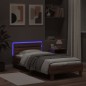 vidaXL Bettgestell mit Kopfteil und LED-Leuchten Braun Eiche 75x190 cm vidaXL Bettgestell mit Kopfteil und LED-Leuchten Braun Eiche 75x190 cm