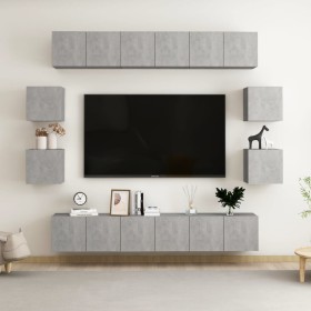 vidaXL 10-tlg. TV-Schrank-Set Betongrau Holzwerkstoff
