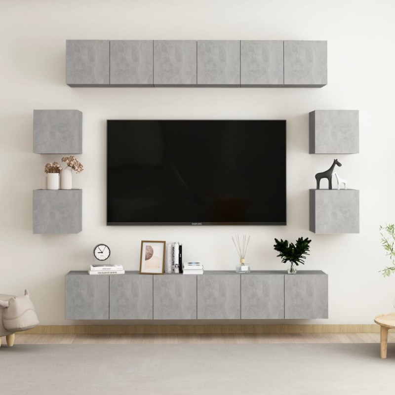 vidaXL 10-tlg. TV-Schrank-Set Betongrau Holzwerkstoff vidaXL 10-tlg. TV-Schrank-Set Betongrau Holzwerkstoff