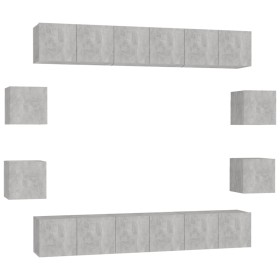 vidaXL 10-tlg. TV-Schrank-Set Betongrau Holzwerkstoff