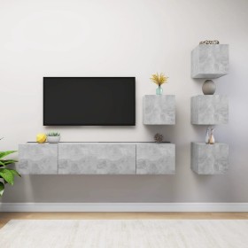 vidaXL 6-tlg. TV-Schrank-Set Betongrau Holzwerkstoff