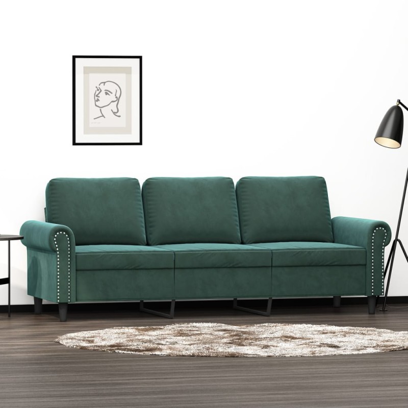 vidaXL 3-Sitzer-Sofa Dunkelgrün 180 cm Samt vidaXL 3-Sitzer-Sofa Dunkelgrün 180 cm Samt