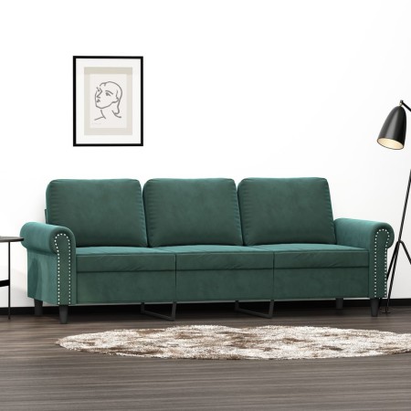vidaXL 3-Sitzer-Sofa Dunkelgrün 180 cm Samt