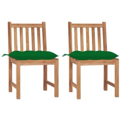 Gartenstühle 2 Stk. mit Kissen Massivholz Teak