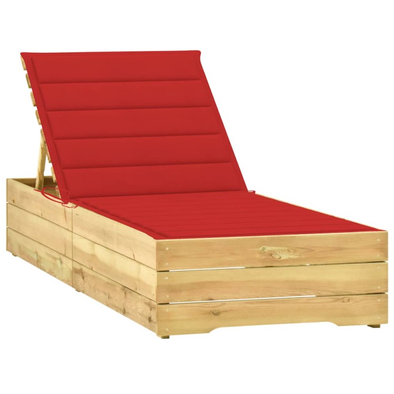 vidaXL Sonnenliege mit Roter Auflage Imprägniertes Kiefernholz vidaXL Sonnenliege mit Roter Auflage Imprägniertes Kiefernholz