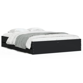 vidaXL Bettgestell mit Schubladen Schwarz 140x190 cm Holzwerkstoff