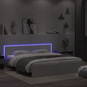 vidaXL Bettgestell mit Kopfteil und LED-Beleuchtung Weiß 180x200 cm